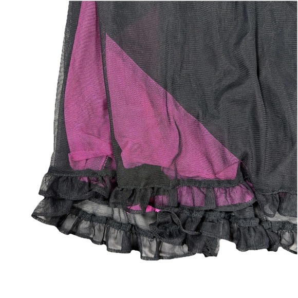 Betsey Johnson Womens Intimate Mesh Polka Babydoll Pink Black Nightgown Large - Picture 8 of 14